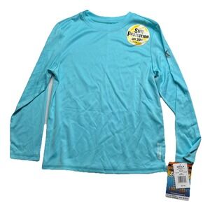 Zero Exposure Girls Swim Shirt M 10/12 Blue Long Sleeves Swimming